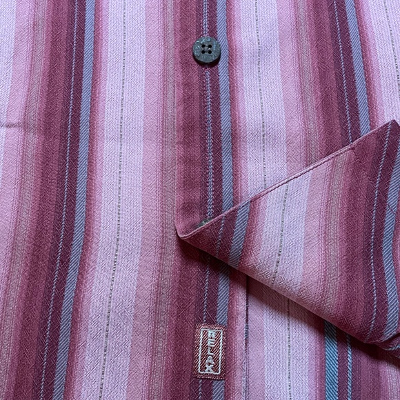 TOMMY BAHAMA 100% Silk Striped Short Sleeve Casual Shirt Sz M - Picture 7 of 9